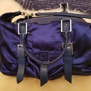 Botkier Blue Satin and Leather Sasha Handbag